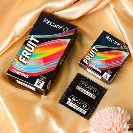 Презервативы с ароматами мяты, банана и клубники, 12 шт Holographic Recare Fruit Flavour Condoms