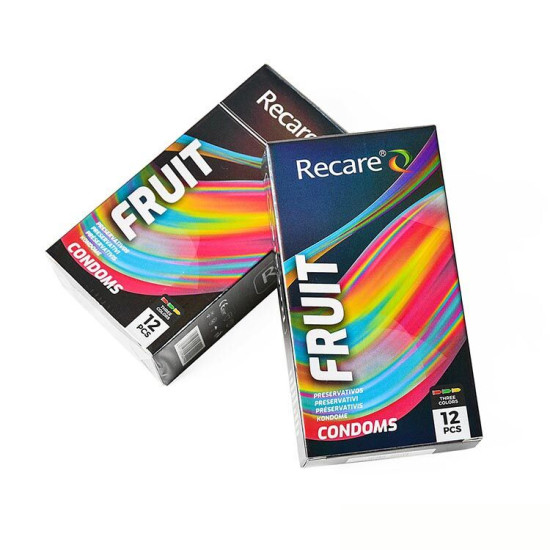 Презервативы с ароматами мяты, банана и клубники, 12 шт Holographic Recare Fruit Flavour Condoms