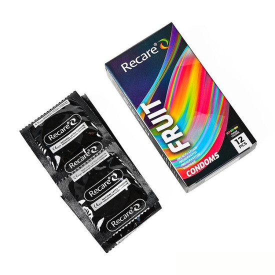 Презервативы с ароматами мяты, банана и клубники, 12 шт Holographic Recare Fruit Flavour Condoms
