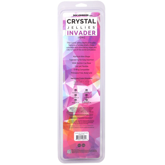 Фэнтезийный фаллоимитатор, длина 21.6 см, фиолетовый Doc Johnson Crystal Jellies - Invader Dong 8.5 Inch - Purple