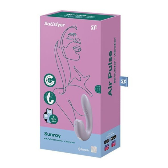 Вакуумний смарт-вібратор з 4 положеннями стовбура, бузковий Satisfyer Sunray Lilac