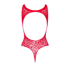 Ажурний бодістокінг з ефектом шнурівки Obsessive B120 teddy red S/M/L, червоний (пом'ята упаковка!!!)