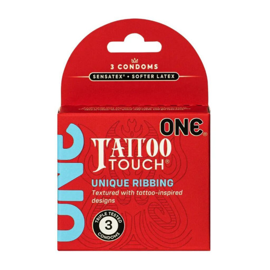 ONE Tattoo Touch 3 Pack - 3 презерватива, картонная коробка (мятая упаковка)