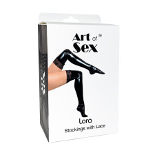 Сексуальні вінілові панчохи з мереживом, червоні Art of Sex Lora, S