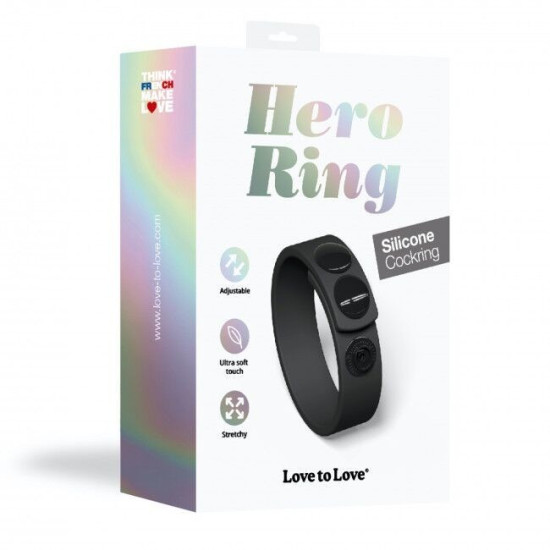 Эрекционное кольцо регулируемое на кнопках, черное Love To Love HERO RING BLACK ONYX