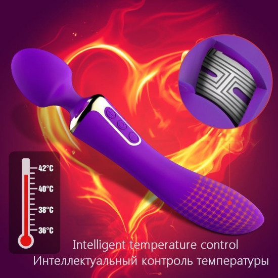 Вібромасажер 2-в-1 з підігрівом Leten AV Heat Purple