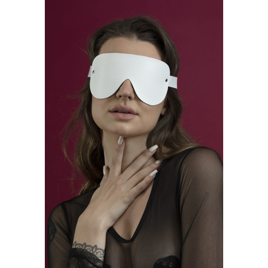 Маска на глаза, белая, натуральная кожа Feral Feelings Blindfold Mask White