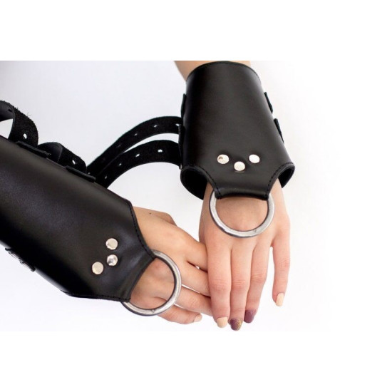 Манжети для підвісу за руки, натуральна шкіра Black Kinky Hand Cuffs For Suspension