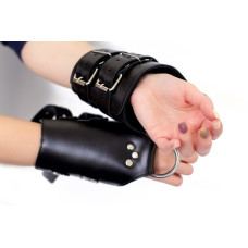 Манжети для підвісу за руки, натуральна шкіра Black Kinky Hand Cuffs For Suspension
