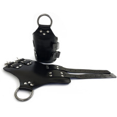 Манжети для підвісу за руки, натуральна шкіра Black Kinky Hand Cuffs For Suspension