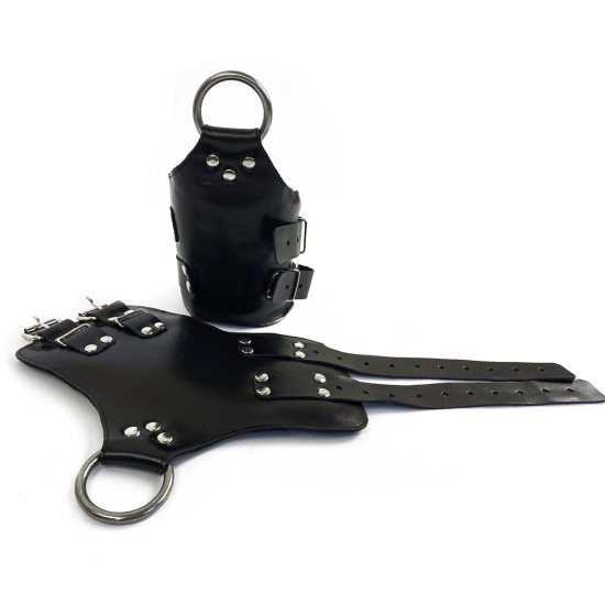 Манжети для підвісу за руки, натуральна шкіра Black Kinky Hand Cuffs For Suspension