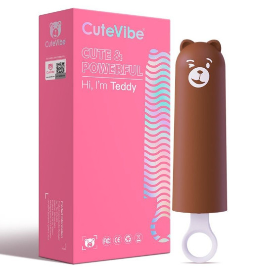 Реалістичний вібратор у вигляді морозива, коричнево-рожевий CuteVibe Teddy Brown, Pink Dildo