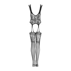Бодістокінг з рослинним плетінням та імітацією панчіх Obsessive Bodystocking F237, S/M/L