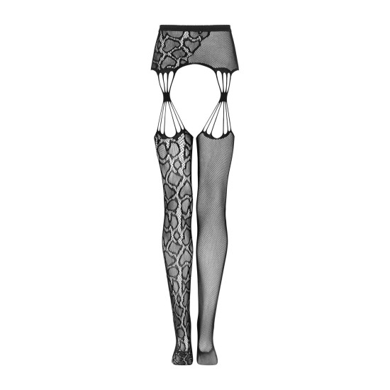 Эротические колготки-бодистокинг с имитацией чулок и пояса, черные Obsessive Garter Stockings S821 Black, S/M/L