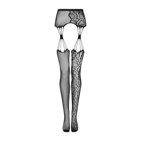 Эротические колготки-бодистокинг с имитацией чулок и пояса, черные Obsessive Garter Stockings S821 Black, S/M/L