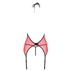 Корсет з пажами для панчіх, стрінги, червоний Passion Peonia Corset Red, S/M