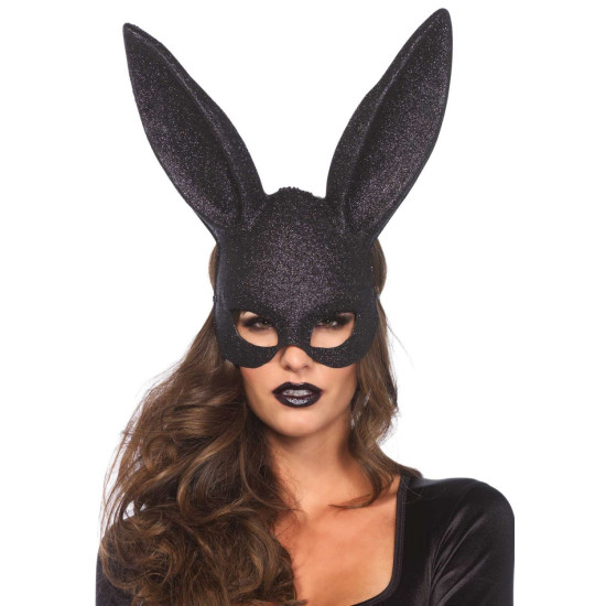 Чёрная сверкающая маска кролика Leg Avenue Glitter Masquerade Rabbit Mask Black
