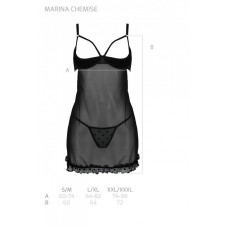 Еротичний пеньюар, чорний Passion Marina Chemise Black, L/XL