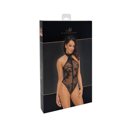 Боди-халтер из флокированной сетки Noir Handmade F314 Ego Flocked Mesh Halter Bodysuit, 3XL