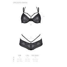 Комплект (бюстгальтер і трусики-кюлоти), чорний Passion DROSERA BIKINI black, S/M