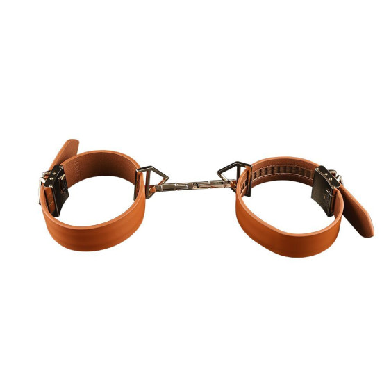 Шкіряні БДСМ наручники, коричневі Lockink Wristcuffs/Anklecuffs Brown Set