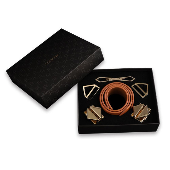 Шкіряні БДСМ наручники, коричневі Lockink Wristcuffs/Anklecuffs Brown Set