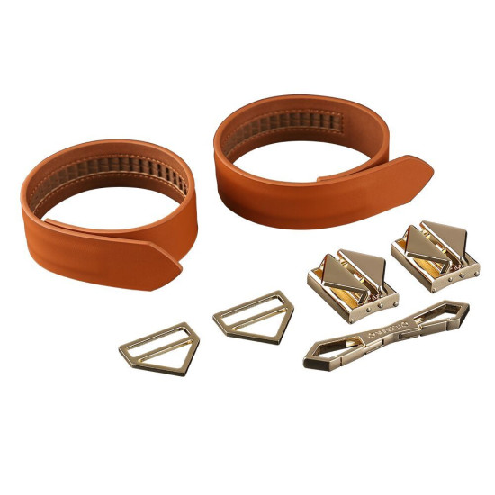 Шкіряні БДСМ наручники, коричневі Lockink Wristcuffs/Anklecuffs Brown Set