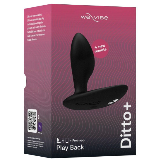 Анальная смарт-вибропробка, черная с пультом ДУ We-Vibe Ditto+ Satin Black