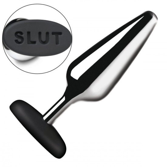 Анальная пробка из металла и силикона, серебристая Master Series Butt Slut Metal & Silicone Butt Plug - Silver