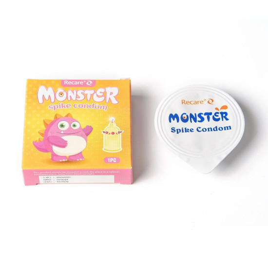 Насадка на член (презерватив с шариками и усиками), розовая Recare Pink Monster Spike Condom