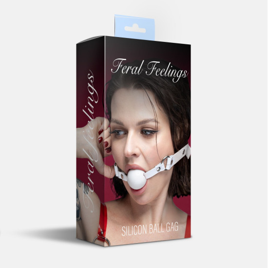 Силиконовый кляп, белый ремень, белый шарик Feral Feelings Silicon Ball Gag White/White
