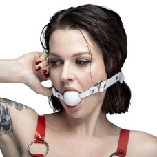 Силиконовый кляп, белый ремень, белый шарик Feral Feelings Silicon Ball Gag White/White