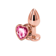 Анальна пробка, рожева, з рожево-золотистим сердечком в основі NS Novelties Rear Assets - Rose Gold Heart - Pink, S