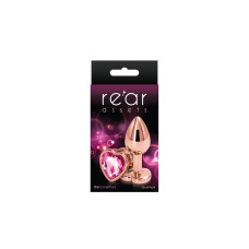 Анальна пробка, рожева, з рожево-золотистим сердечком в основі NS Novelties Rear Assets - Rose Gold Heart - Pink, S