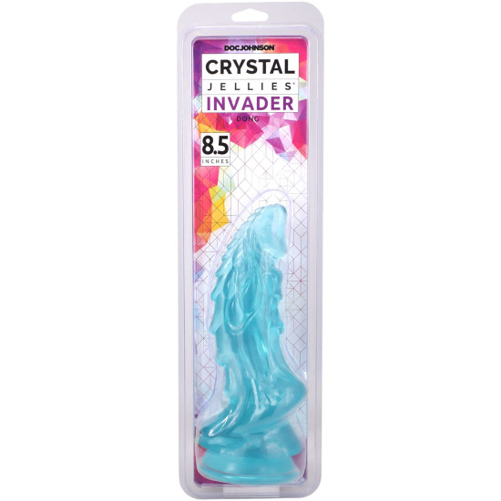 Фэнтезийный фаллоимитатор, длина 21.6 см, бирюзовый Doc Johnson Crystal Jellies - Invader Dong 8.5 Inch - Teal
