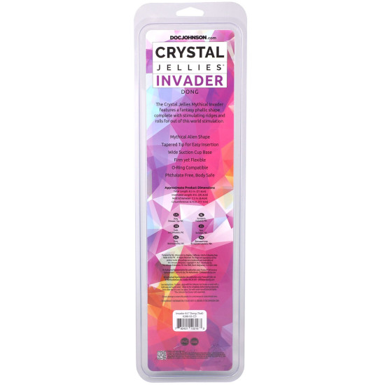 Фэнтезийный фаллоимитатор, длина 21.6 см, бирюзовый Doc Johnson Crystal Jellies - Invader Dong 8.5 Inch - Teal