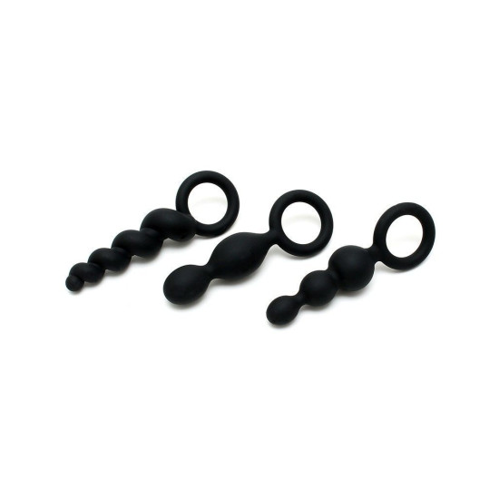 Набор анальных игрушек черного цвета (3 шт.) Satisfyer Plugs Black – Booty Call (мятая упаковка)