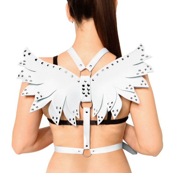 Женская портупея, белая из экокожи Art of Sex Wings, L-2XL