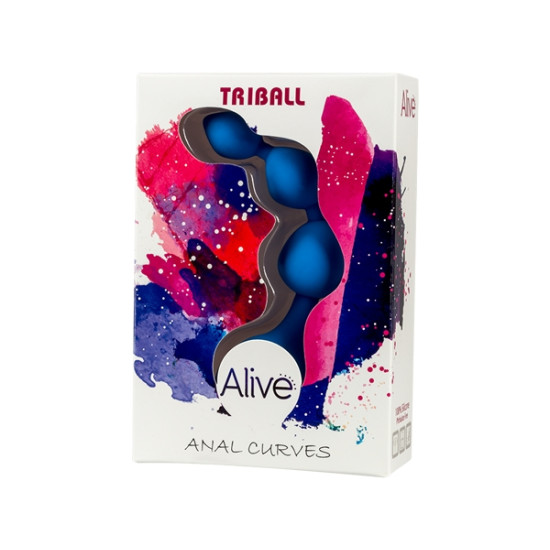 Силіконові анальні кульки синього кольору, макс. діаметр 2 см Alive Triball Blue