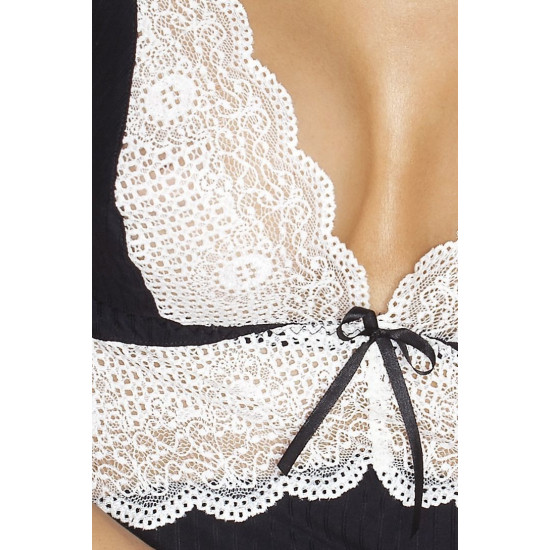 Приталенная сорочка чёрного цвета (трусики в комплекте) CAMILLE CHEMISE Black, 4XL/5XL