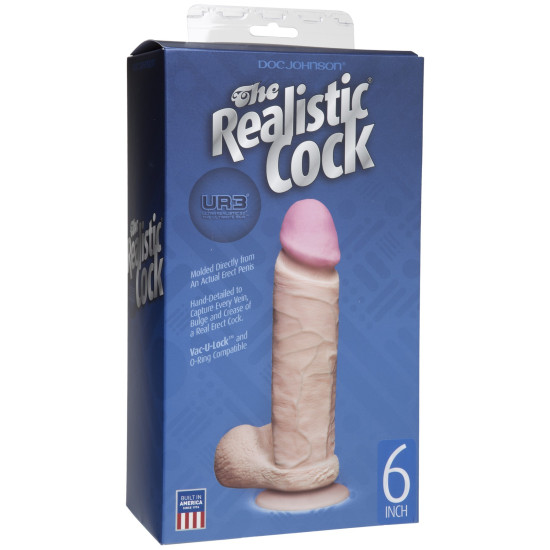 Реалистичный фаллоимитатор, совместим с Vac-U-Lock, длина 17,3 см, диаметр 4,3 см Doc Johnson The Realistic Cock 6 Inch White