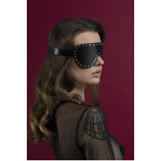 Маска на глаза с заклепками, черная, натуральная кожа Feral Feelings Blindfold Mask with Rivets Black
