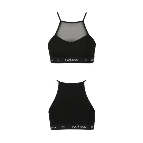 Спортивний топ із прозорою вставкою, чорний Passion PS006 Top Black, S