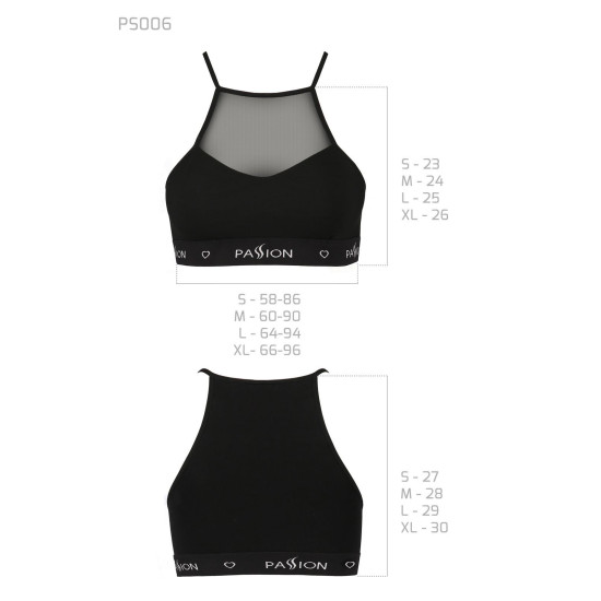 Спортивний топ із прозорою вставкою, чорний Passion PS006 Top Black, S