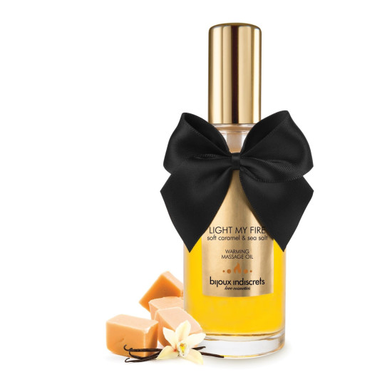 Bijoux Indiscrets Light My Fire Caramel & Sea Salt, 100 ml - cъедобное разогревающее массажное масло со вкусом соленой карамели