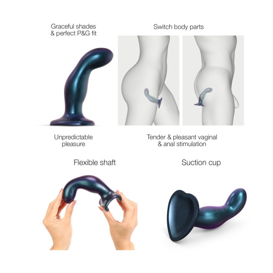 Ділдо, діаметр 4 см, введена довжина 15,3 см, синій Strap-On-Me Dildo Plug Snaky Metallic Blue, M