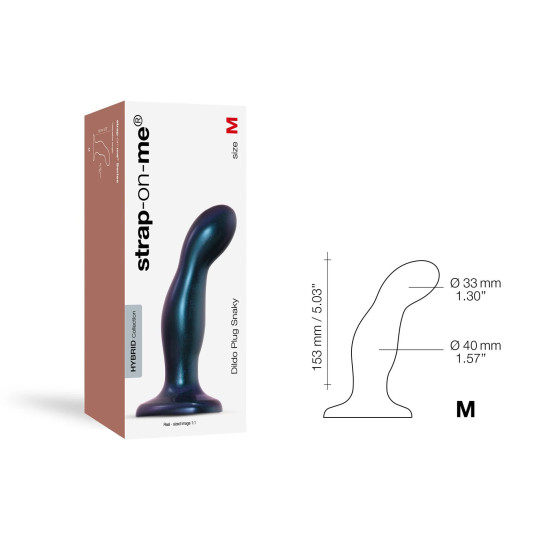 Ділдо, діаметр 4 см, введена довжина 15,3 см, синій Strap-On-Me Dildo Plug Snaky Metallic Blue, M