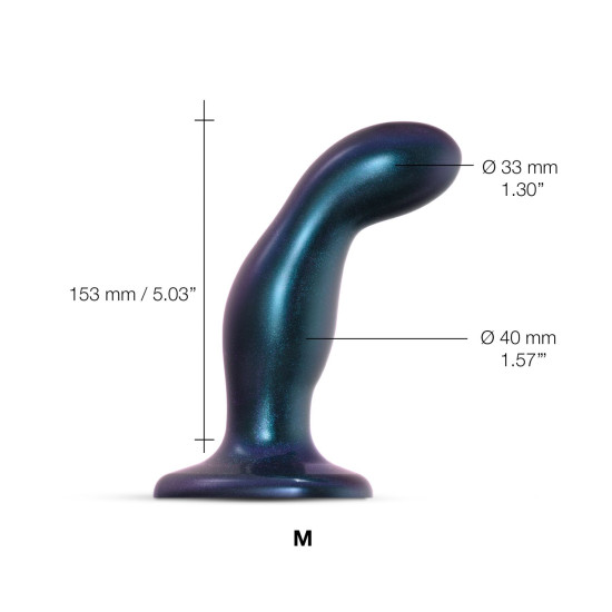Ділдо, діаметр 4 см, введена довжина 15,3 см, синій Strap-On-Me Dildo Plug Snaky Metallic Blue, M