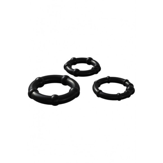 Набор эрекционных колец (3 шт), черные, диаметр от 2 до 2,5 см Wooomy Babooom Cockring Set