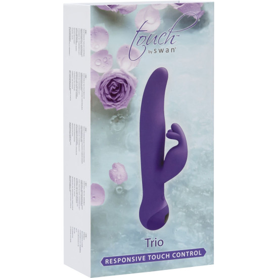 Вібратор-кролик із сенсорним управлінням і ротацією, фіолетовий Touch by SWAN Trio Purple